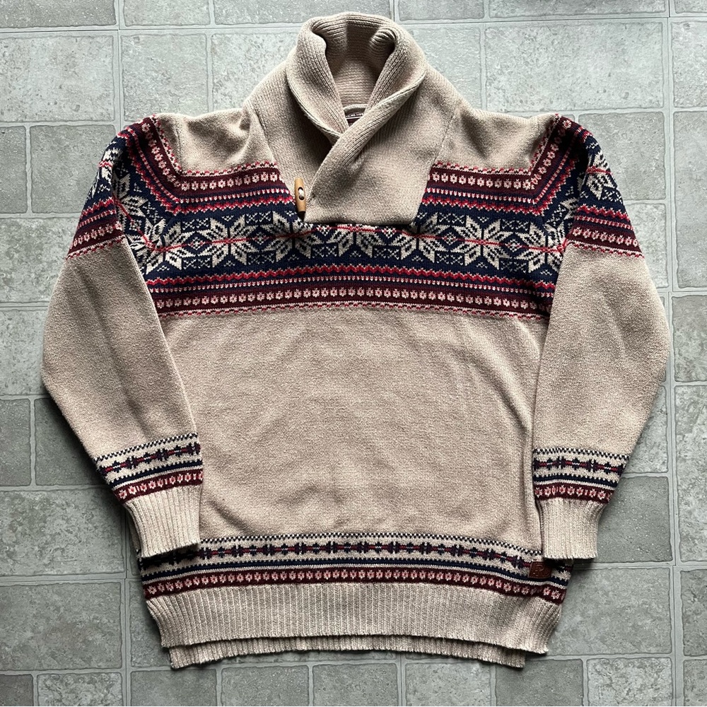 Parish Nation Knit Sweater Geometric Print Showlneck Vintage Style Men’s Xl